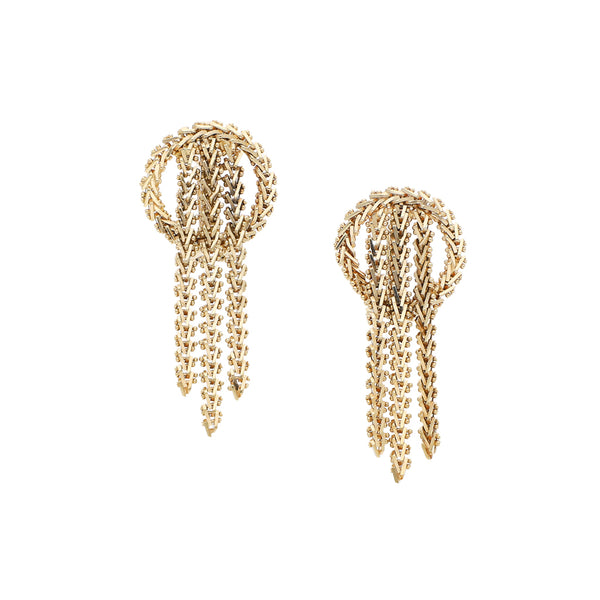 Aretes boleados en oro amarillo 14 kilates.
