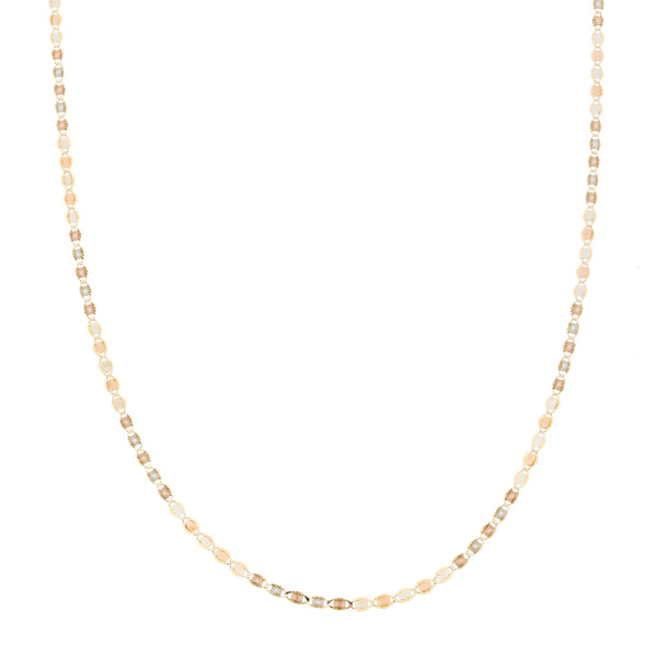 Collar eslabón nudo marino en oro tres tonos 14 kilates.