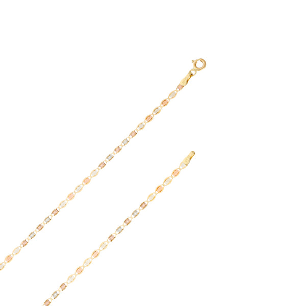 Collar eslabón nudo marino en oro tres tonos 14 kilates.