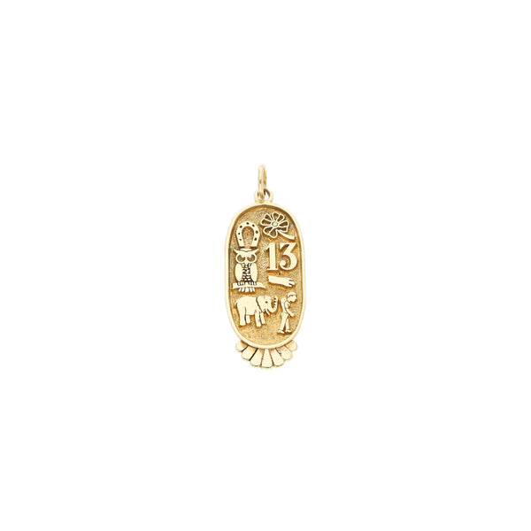 Dije diseño especial motivos de la suerte en oro amarillo 14 kilates.
