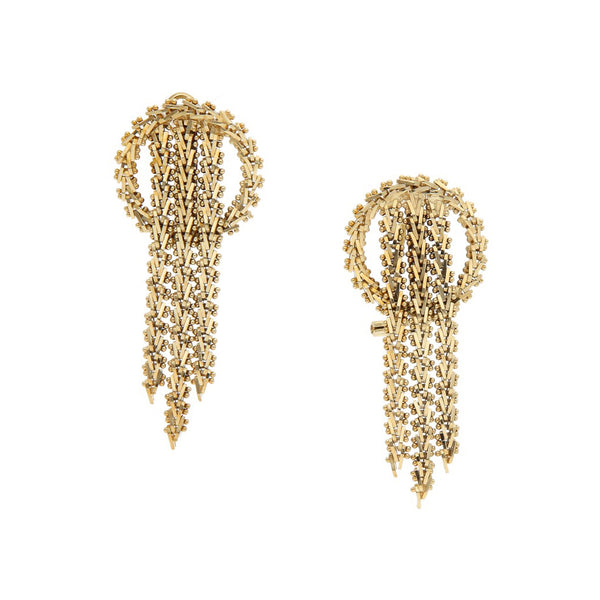 Aretes boleado en oro amarillo 14 kilates.