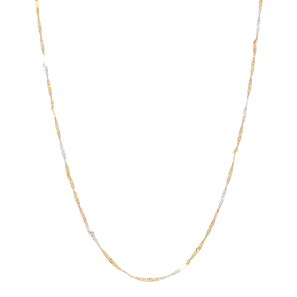 Collar eslabón combinado en oro tres tonos 14 kilates.