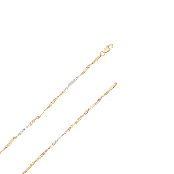 Collar eslabón combinado en oro tres tonos 14 kilates.