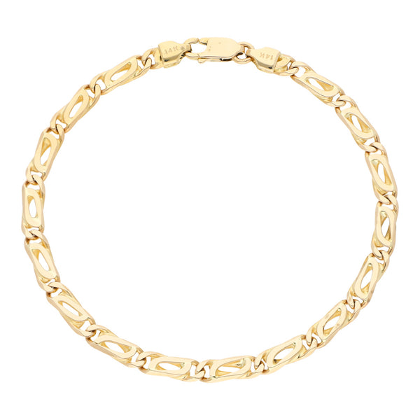 Pulsera eslabón nudo egipcio en oro amarillo 14 kilates.