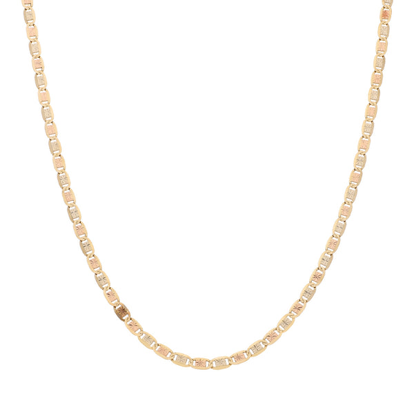 Collar eslabón nudo marino en oro tres tonos 14 kilates.