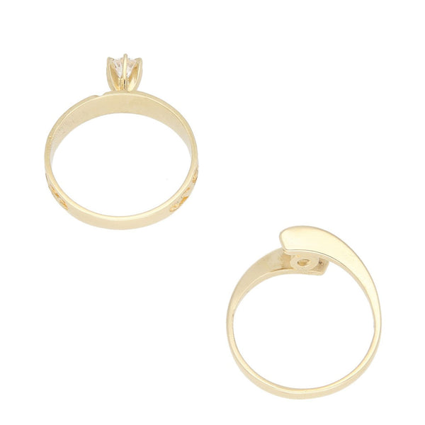 Dos anillos de compromiso con circonia en oro amarillo 14 kilates.