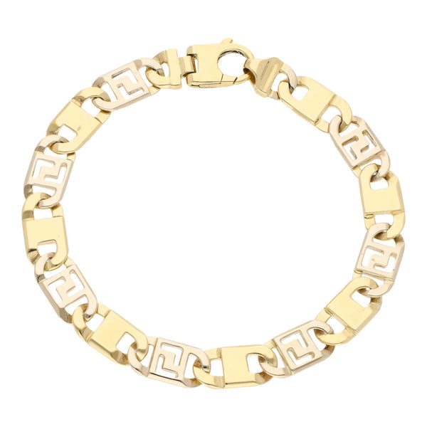 Pulsera eslabón nudo marino en oro dos tonos 14 kilates.