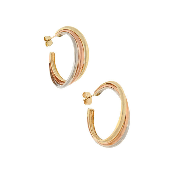 Arracadas diseño especial en oro tres tonos 14 kilates.