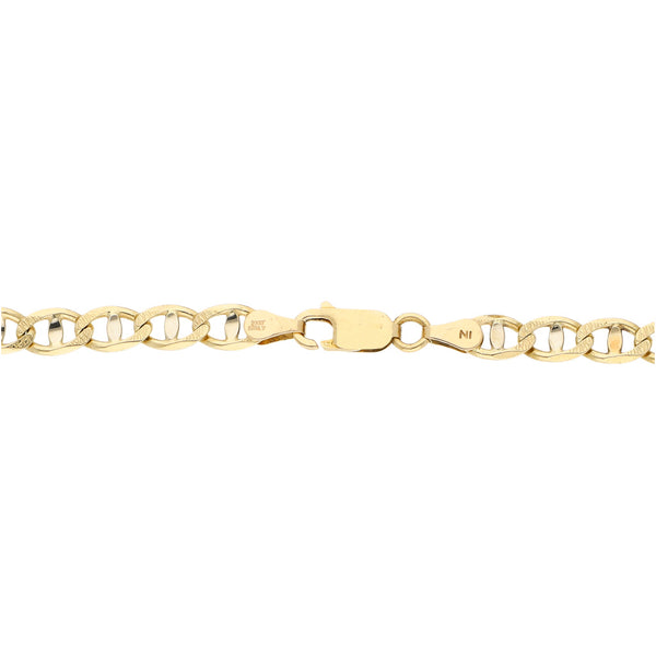 Pulsera eslabón nudo marino platinado en oro amarillo 14 kilates.