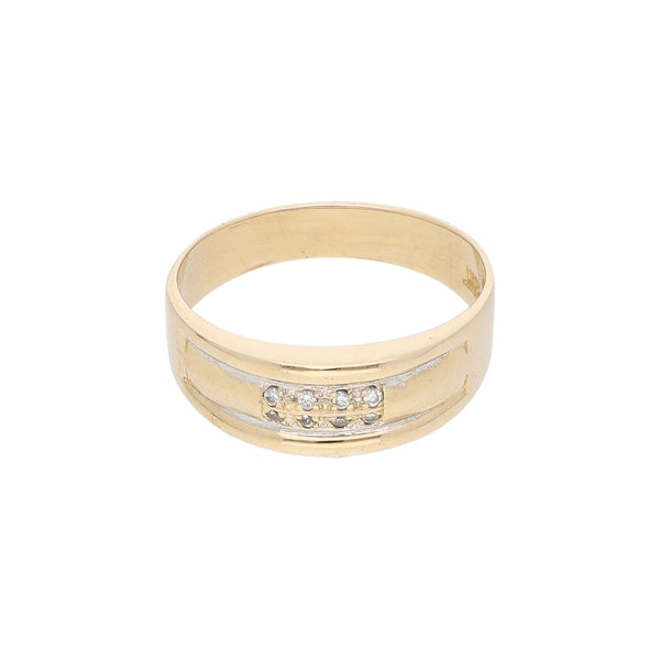 Anillo diseño especial con sintéticos en oro amarillo 14 kilates.