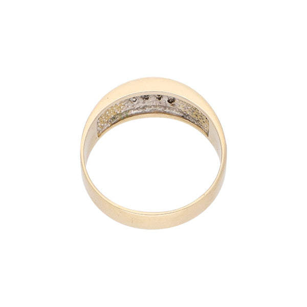 Anillo diseño especial con sintéticos en oro amarillo 14 kilates.