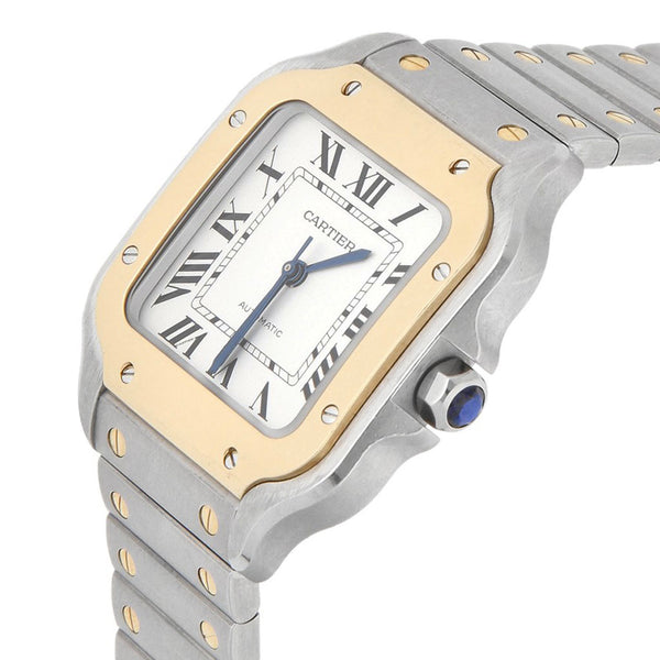 Reloj Cartier para caballero/unisex Modelo Santos vistas en oro amarillo 18 kilates.