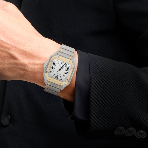 Reloj Cartier para caballero/unisex Modelo Santos vistas en oro amarillo 18 kilates.