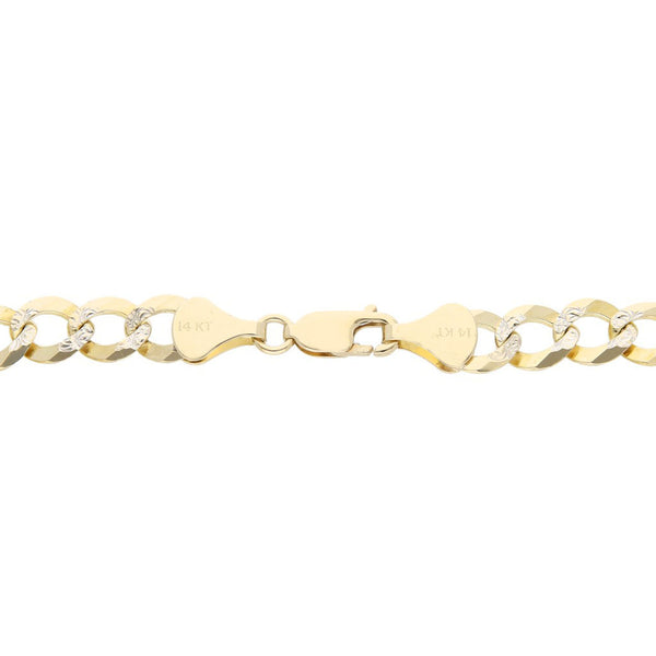 Esclava eslabón barbado platinado en oro amarillo 14 kilates.