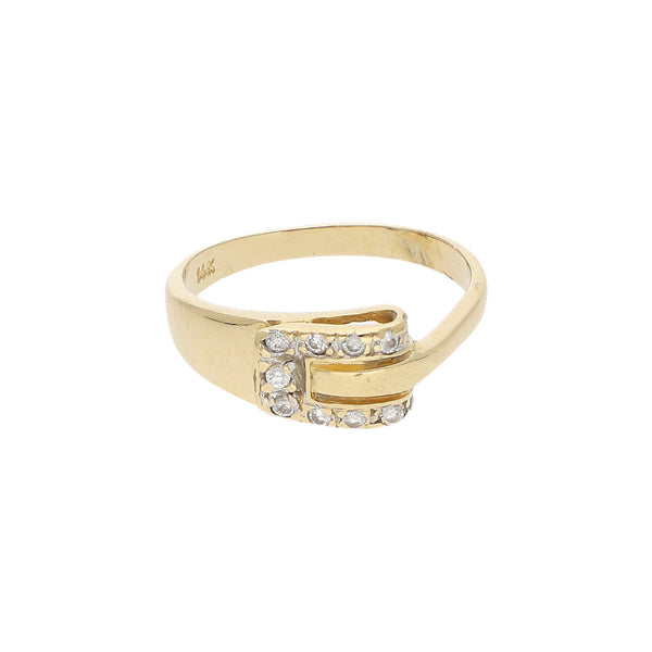 Anillo diseño especial con sintéticos en oro amarillo 14 kilates.