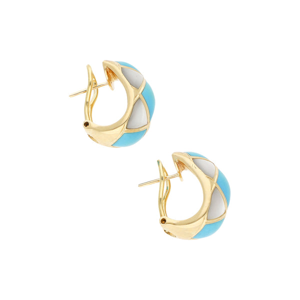 Aretes diseño especial con sintéticos en oro amarillo 14 kilates.