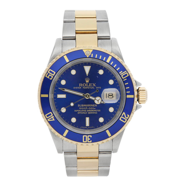 Reloj Rolex para caballero modelo Oyster Perpetual Date Submariner vistas oro amarillo 18 kilates.
