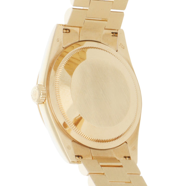 Reloj Rolex para caballero modelo Oyster Perpetual Day-Date en oro amarillo 18 kilates.