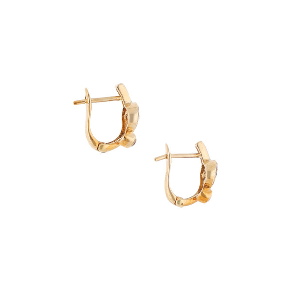 Aretes diseño especial con sintéticos en oro amarillo 14 kilates.