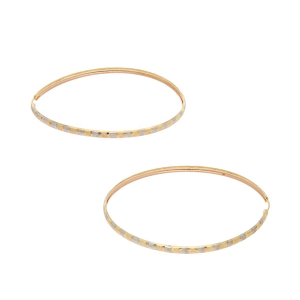 Arracadas laminadas en oro tres tonos 12 kilates.