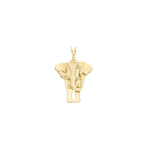 Dije laminado motivo elefante en oro amarillo 14 kilates.
