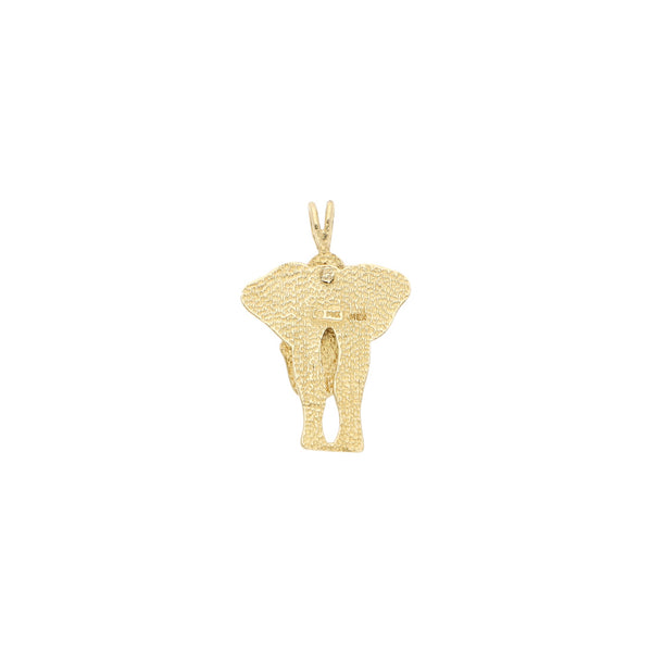 Dije laminado motivo elefante en oro amarillo 14 kilates.