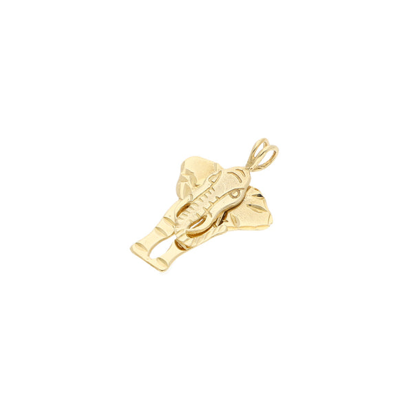Dije laminado motivo elefante en oro amarillo 14 kilates.