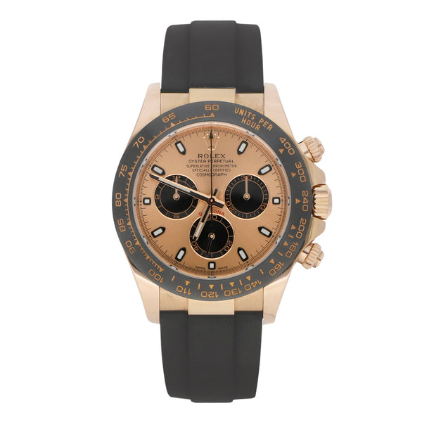 Reloj Rolex para caballero modelo Oyster Perpetual Cosmograph Daytona caja y broche en oro rosa 18 kilates.