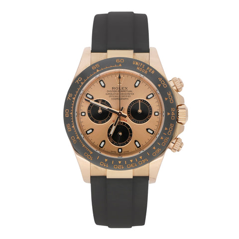 Reloj Rolex para caballero modelo Oyster Perpetual Cosmograph Daytona caja y broche en oro rosa 18 kilates.