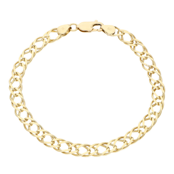 Pulsera eslabón encontrado doble en oro amarillo 14 kilates.