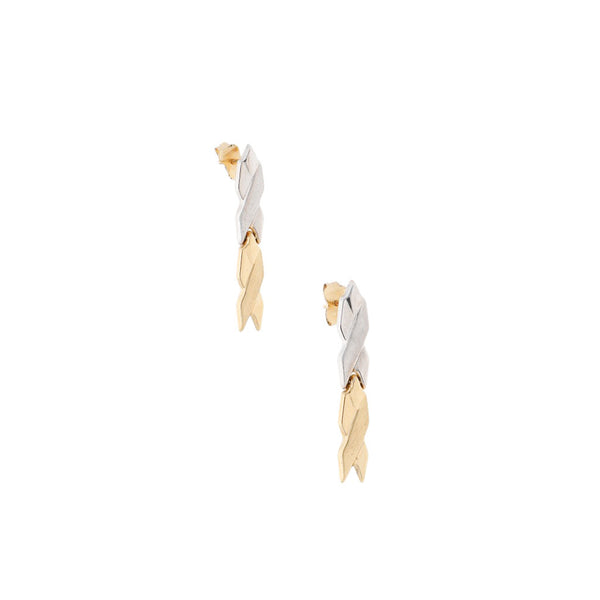 Broqueles diseño especial platinados en oro amarillo 14 kilates.
