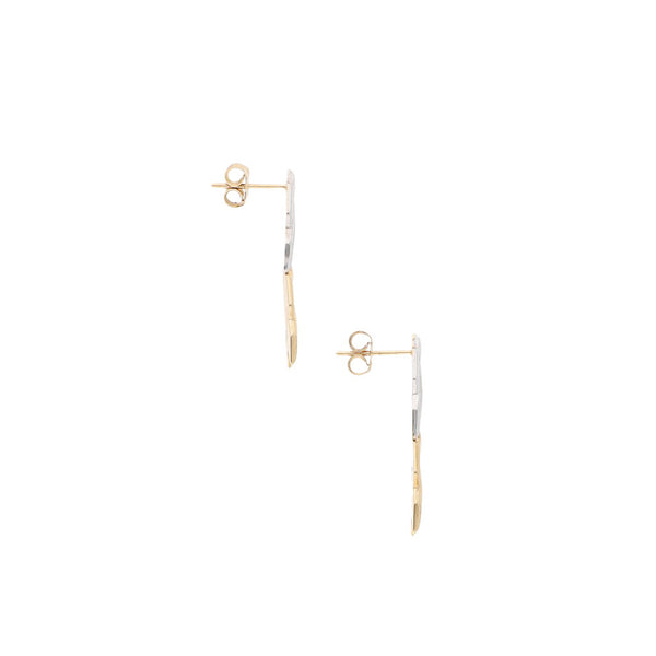 Broqueles diseño especial platinados en oro amarillo 14 kilates.