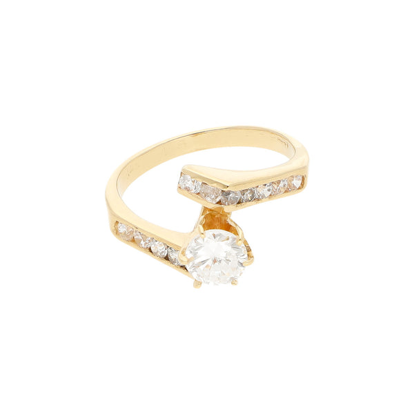Anillo de compromiso con sintéticos en oro amarillo 14 kilates.