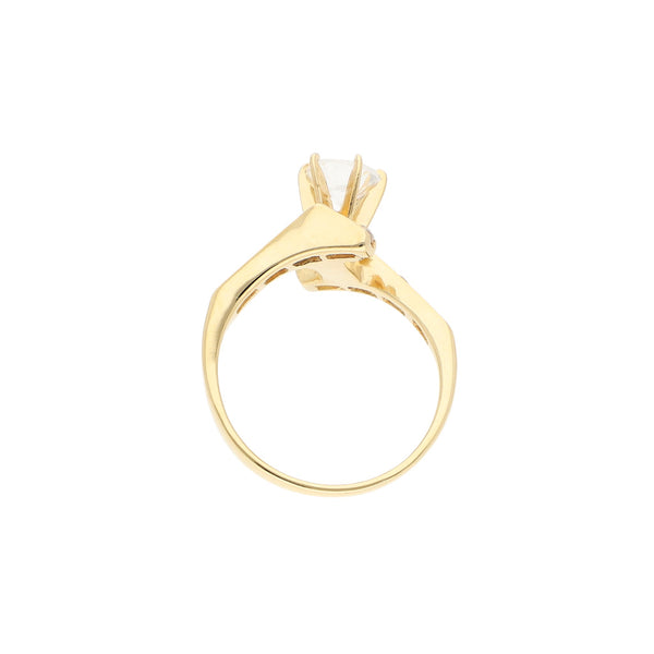 Anillo de compromiso con sintéticos en oro amarillo 14 kilates.
