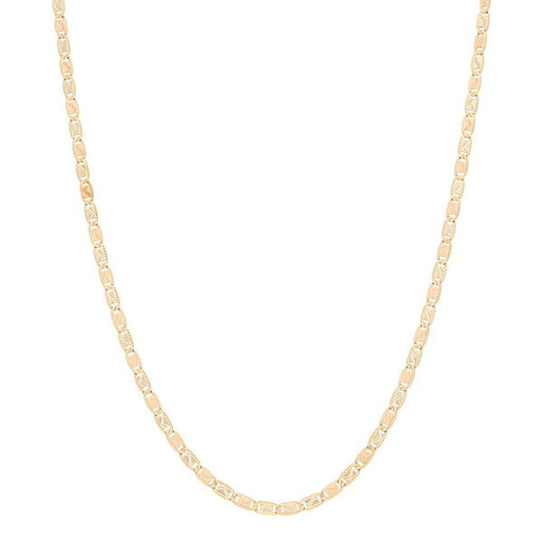 Collar eslabón nudo marino en oro tres tonos 14 kilates.