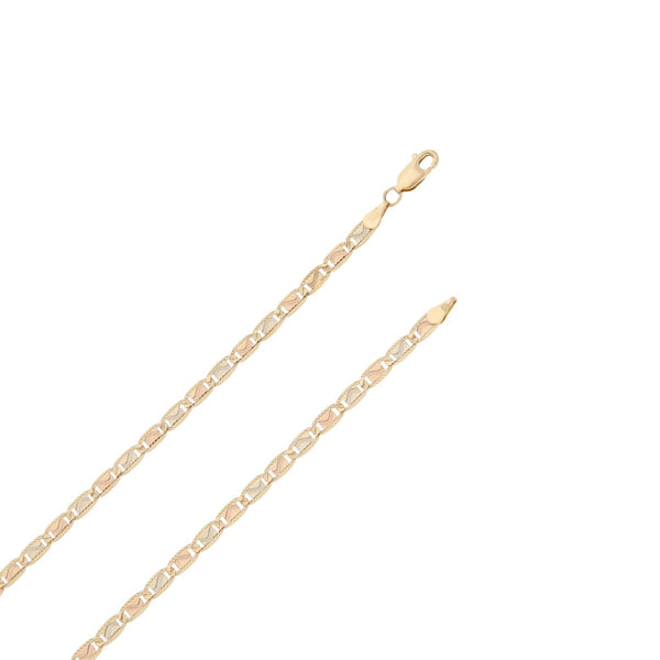 Collar eslabón nudo marino en oro tres tonos 14 kilates.