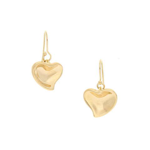 Aretes estilizados firma Tiffany & Co. motivo corazón en oro amarillo 18 kilates.