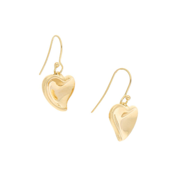 Aretes estilizados firma Tiffany & Co. motivo corazón en oro amarillo 18 kilates.