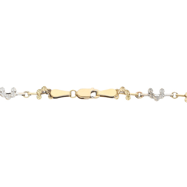 Pulsera de eslabón articulado en oro tres tonos 14 kilates.