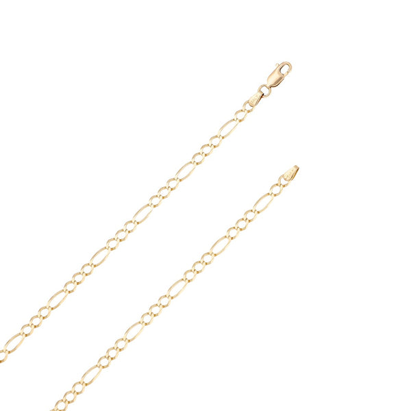 Collar de tres eslabones por uno y medalla facetada motivo Virgen de Guadalupe en oro amarillo 14 kilates.