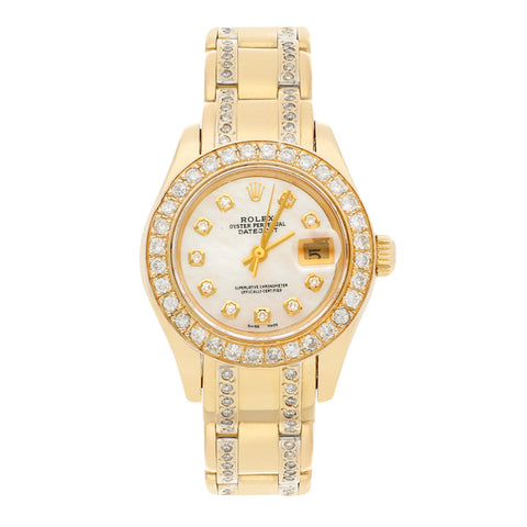 Reloj Rolex para dama modelo Oyster Perpetual DateJust en oro amarillo 18 kilates.