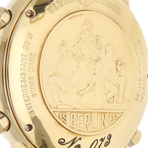 Reloj Ulysse Nardin para caballero modelo Berlin caja y broche en oro amarillo 18 kilates.