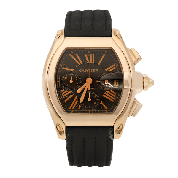 Reloj Cartier para caballero modelo Roadster en oro rosa 18 kilates.