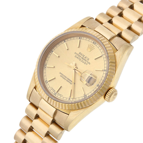 Reloj Rolex para caballero modelo Oyster Perpetual DateJust en oro dos tonos 18 kilates.