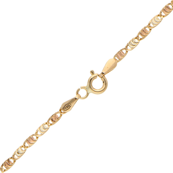 Juego de collar pulsera y anillo en oro tres tonos 14 kilates.