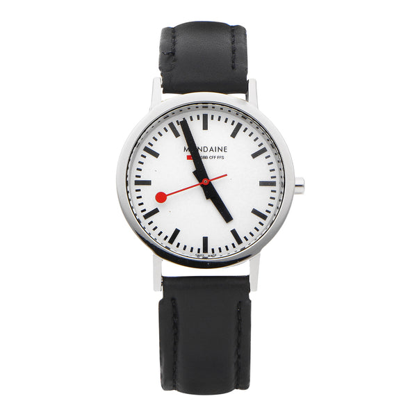 Reloj Mondaine unisex en acero inoxidable correa piel.