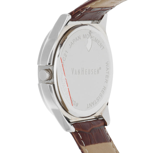 Reloj Van Heusen para caballero en acero inoxidable correa piel.