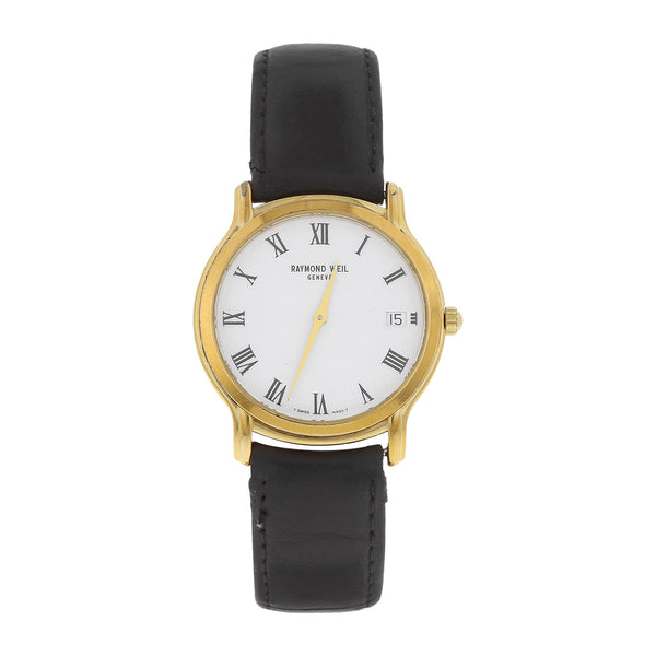 Reloj Raymond Weil para caballero/unisex en acero chapa correa piel.