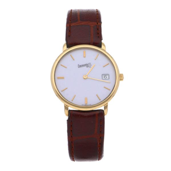 Reloj Eberhard para dama/unisex en oro amarillo 18 kilates correa piel.