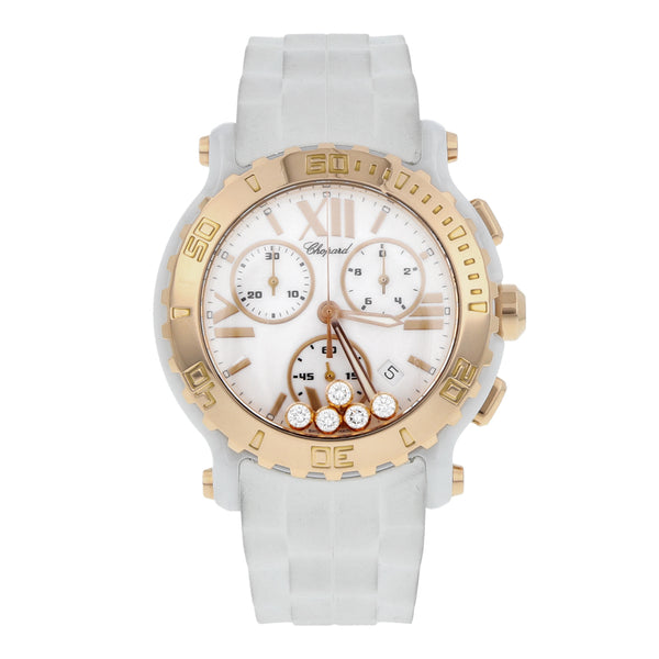 Reloj Chopard para dama modelo Happy Sport vistas oro rosa 18 kilates.